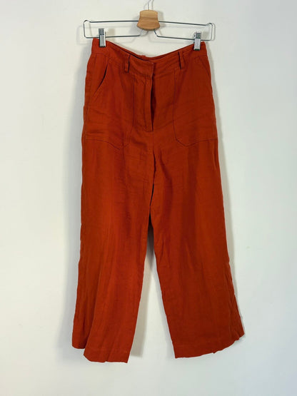 MASSIMO DUTTI. Pantalón lino anaranjado