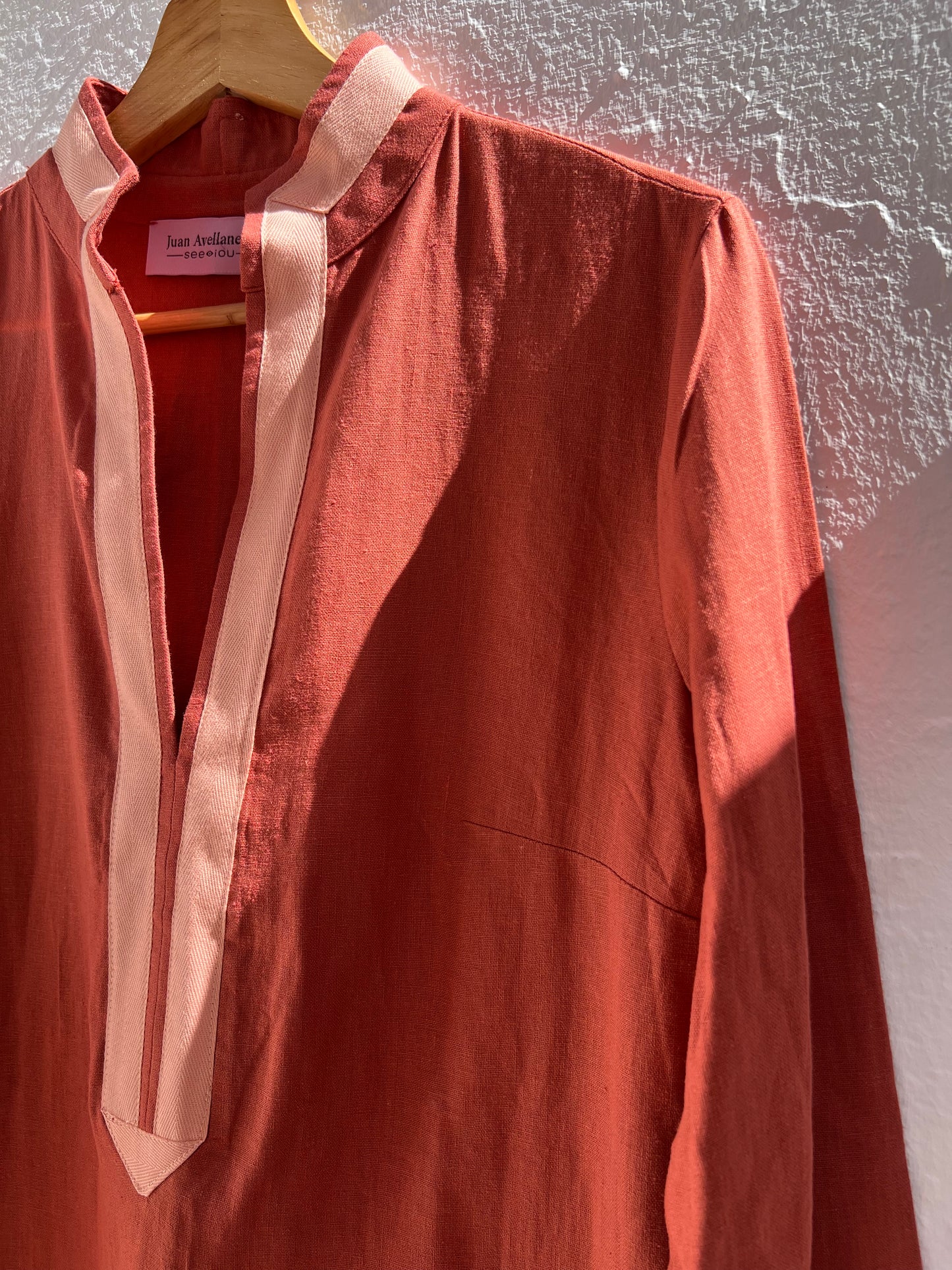 JUAN AVELLANEDA BY SEE IUO. Vestido teja lino T.m