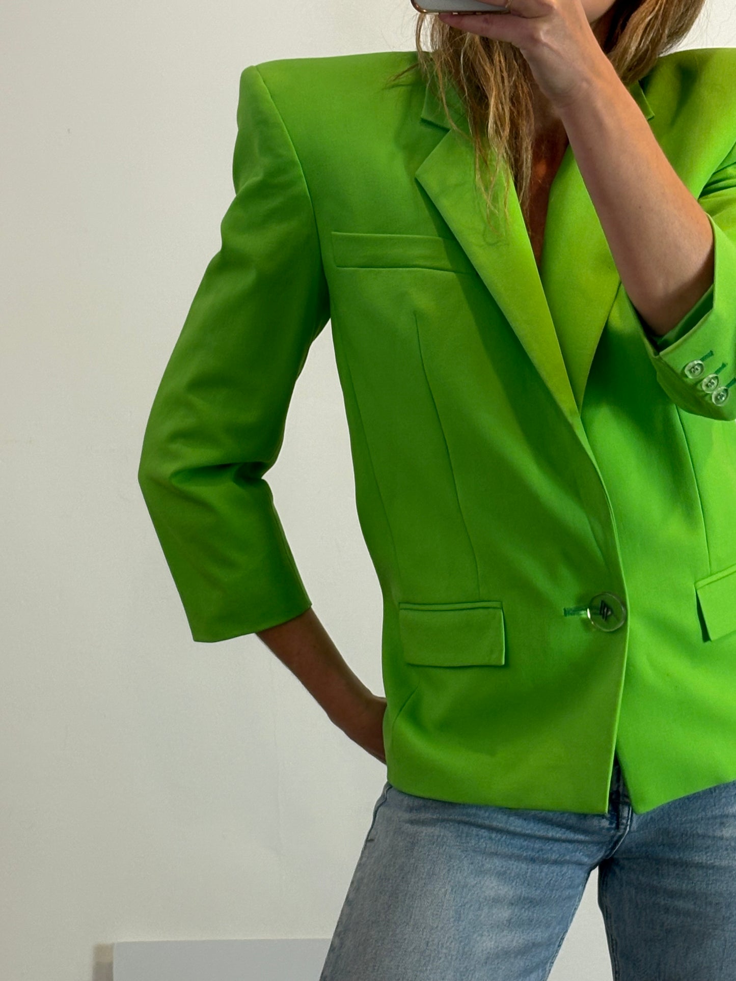 THE ATTICO. Blazer verde hombreras