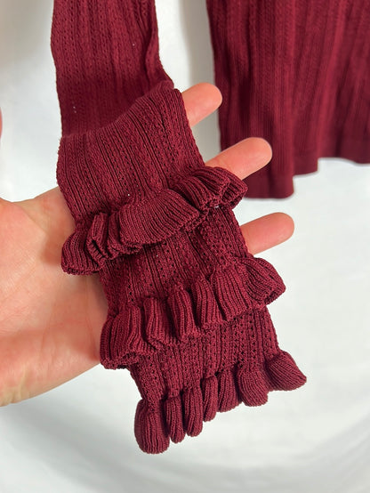 ZARA. Top burdeos troquelado T.s