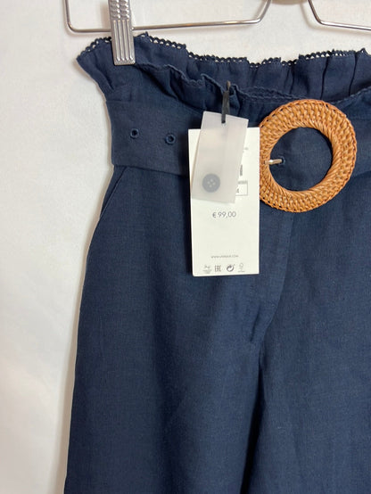 UTERQÜE. Pantalón azul ancho T.xs