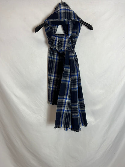 ZARA MAN. Bufanda azul cuadros