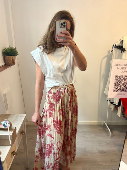 FORTE FORTE. Red printed midi skirt. Size 1