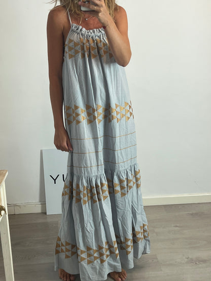 GREEK ARCHAIC KORI. Long embroidered dress. T.S.