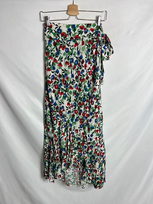 VOLANDA. Floral wrap midi skirt (size S/M)
