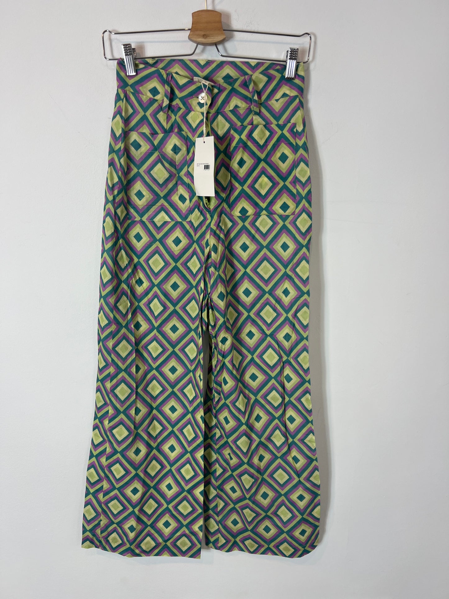 MARIA DE LA ORDEN. Total look with retro green print TM (XS/S)