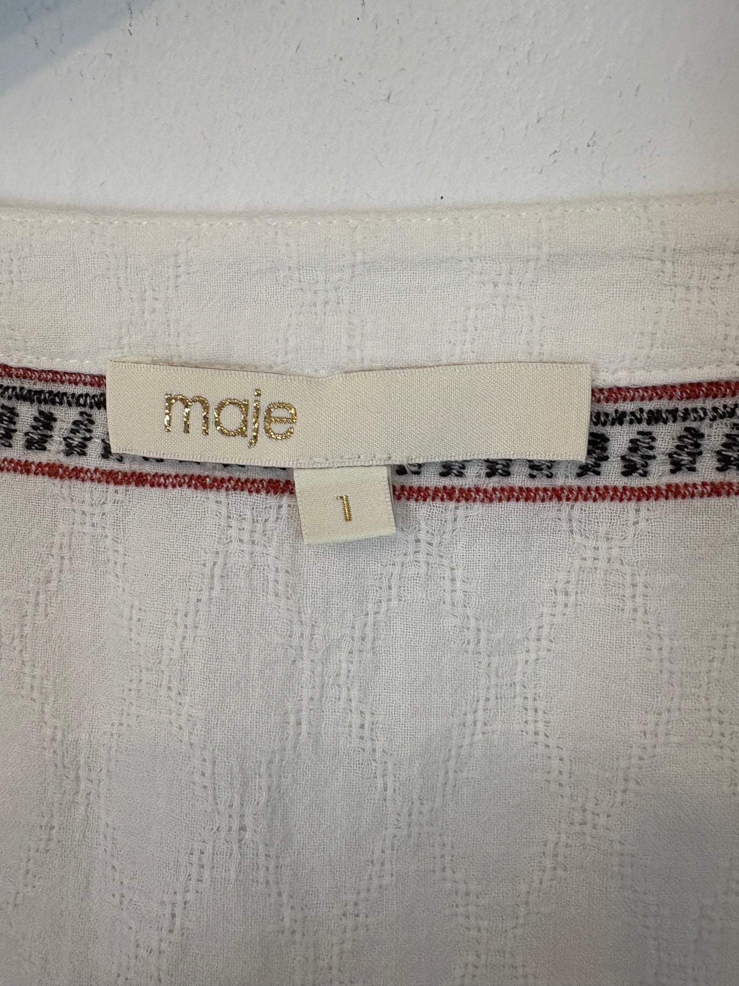 MAJE. Blusa algodón bordados. T 1 (S)