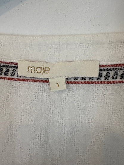 MAJE. Blusa algodón bordados. T 1 (S)
