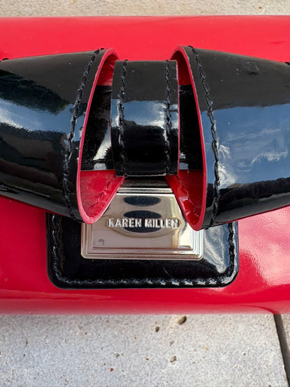 KAREN MILLEN. Bolso de mano charol bicolor