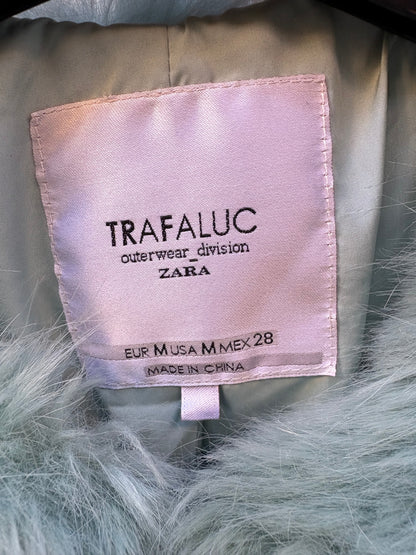 ZARA. Chaqueta pelo verde agua. T M
