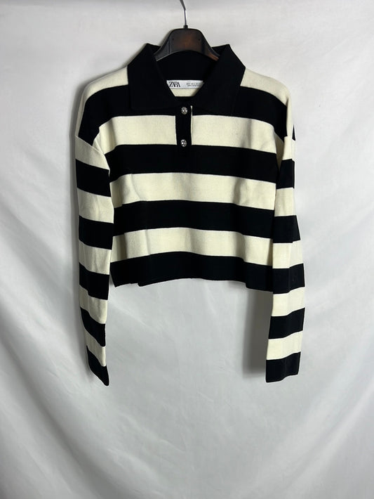 ZARA. Jersey crop rayas. T S