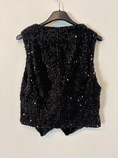 ZARA. Chaleco negro lentejuelas. T M