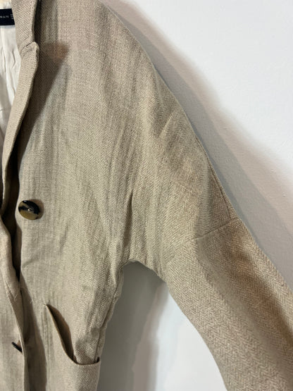 ZARA. Chaqueta larga lino beige. T S
