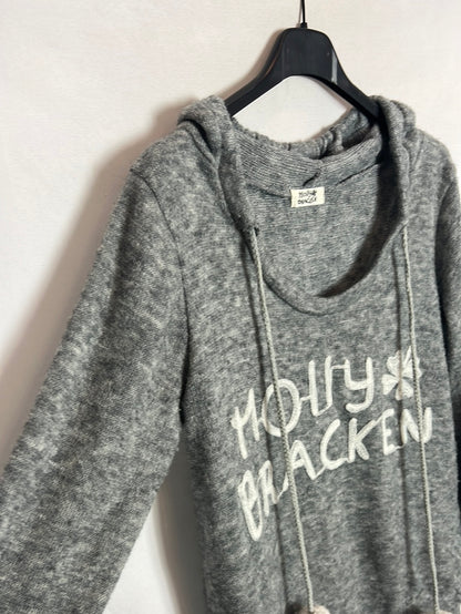 MOLLY BRACKEN. Jersey gris jaspeado capucha. TM
