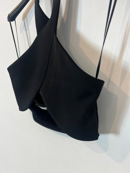 ZARA. Crop top negro al cuello. T M