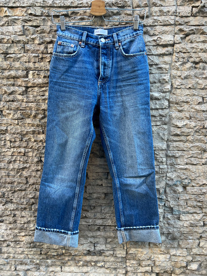 ZARA. Denim recto abotonado dobladillo. T 34