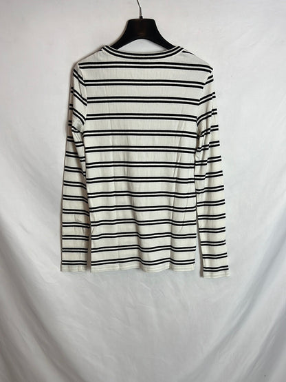 MASSIMO DUTTI. Jersey canalé rayas T.S