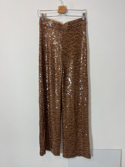ZARA. Beige and gold sequined trousers. TS