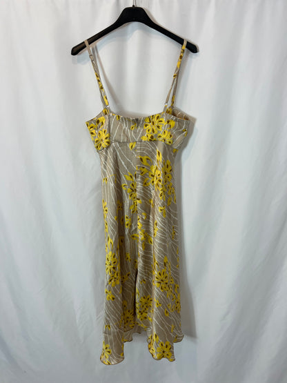 TARA JARMON. Printed silk short dress. Size 38