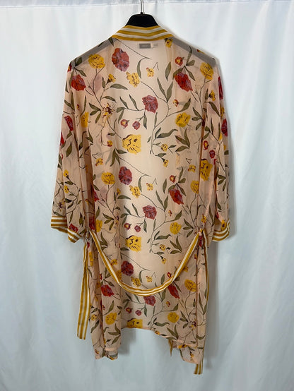 ICHI. Semi-sheer kimono with flowers TM/L