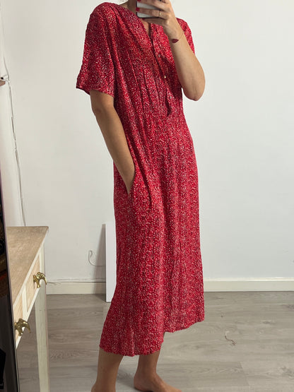 FINN FALRE. Vestido midi rojo estampado . T M