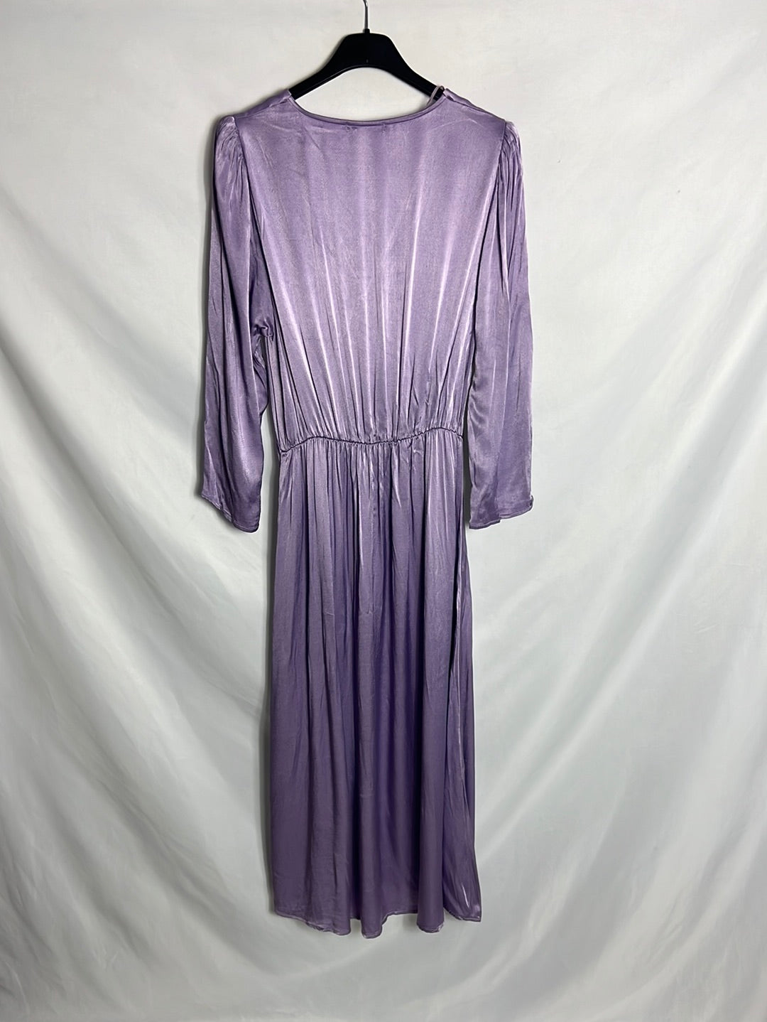 OYSHO. Vestido midi malva satinado. TM