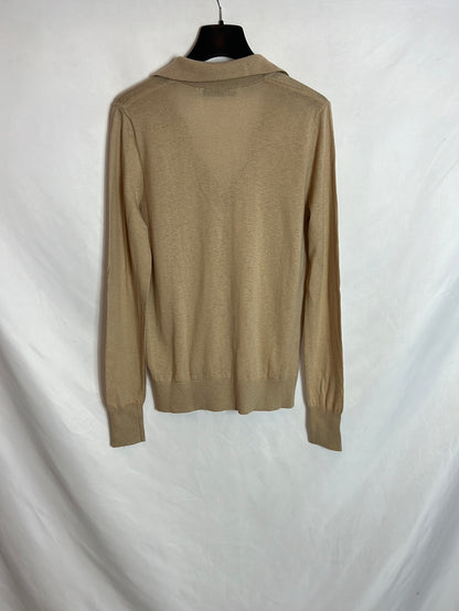 ZARA. Jersey beige polero T.m