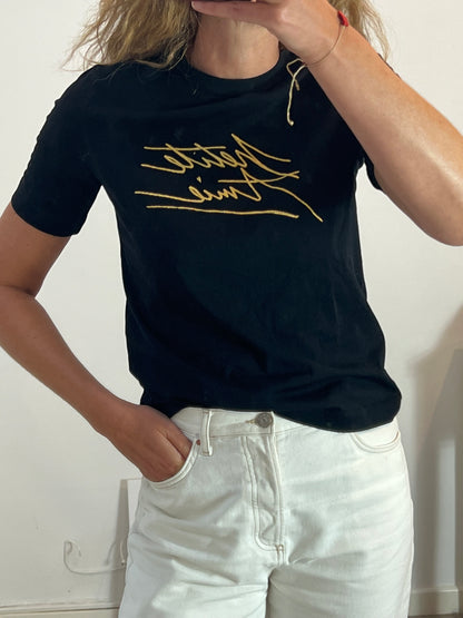 CLAUDIE PIERLOT. Black embroidered t-shirt T.1(s)
