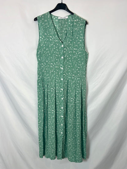 SAMSOE SAMSOE. Vestido mido verde flores T.s