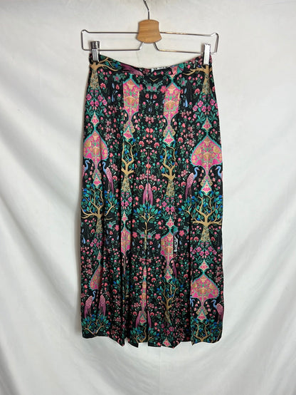 SANDRO. Total look blusa y falda midi estampada. T 1(S)