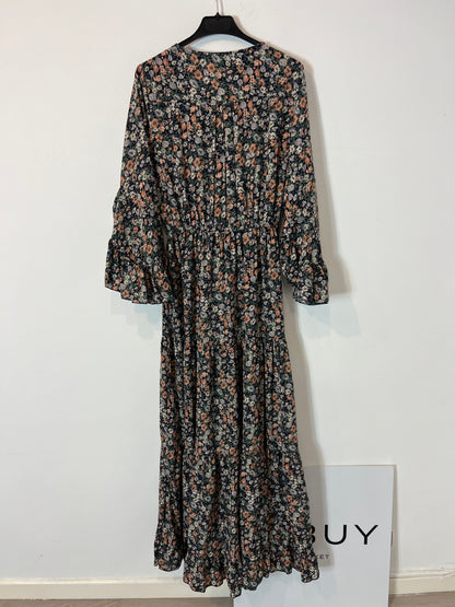 BUGANVILIA. Vestido largo flores volantes. T S/M