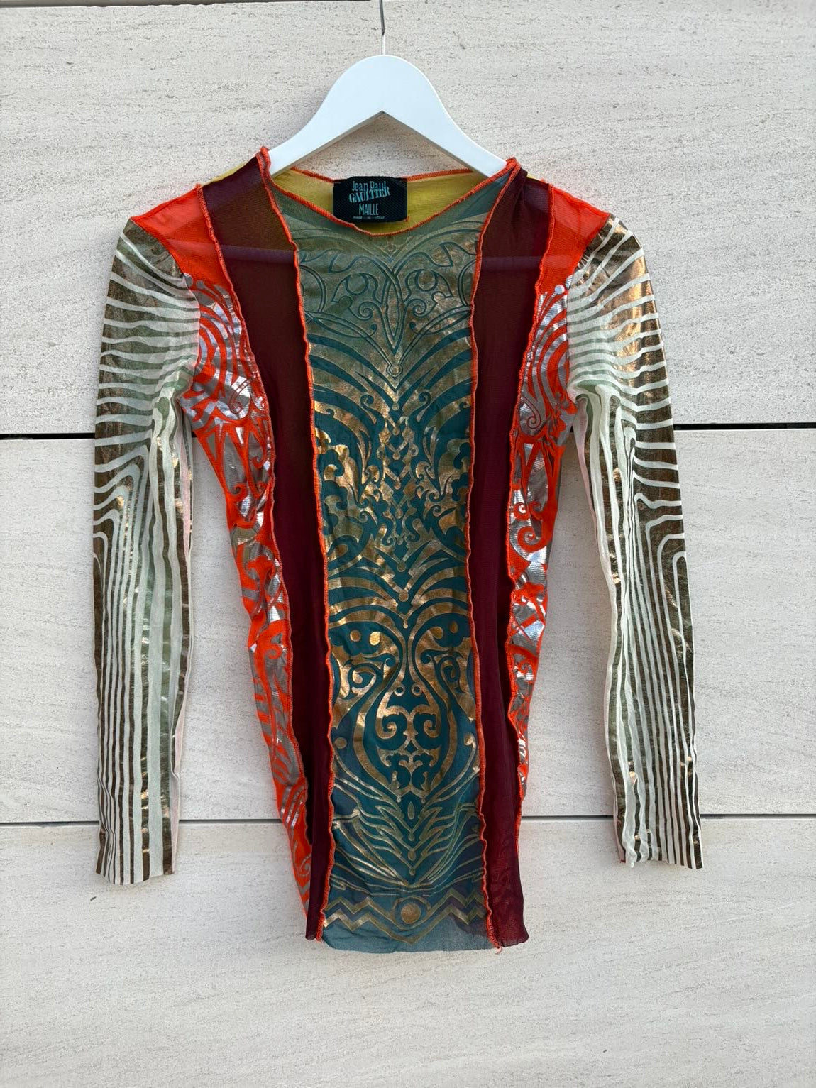 JEAN PAUL GAULTIER. Top malla estampado vintage