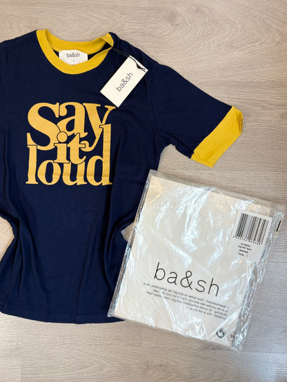 BA&SH. Camiseta azul slogan