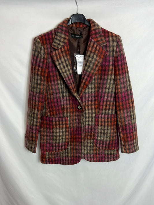 SFERA. Blazer/abrigo cuadros textura . TM