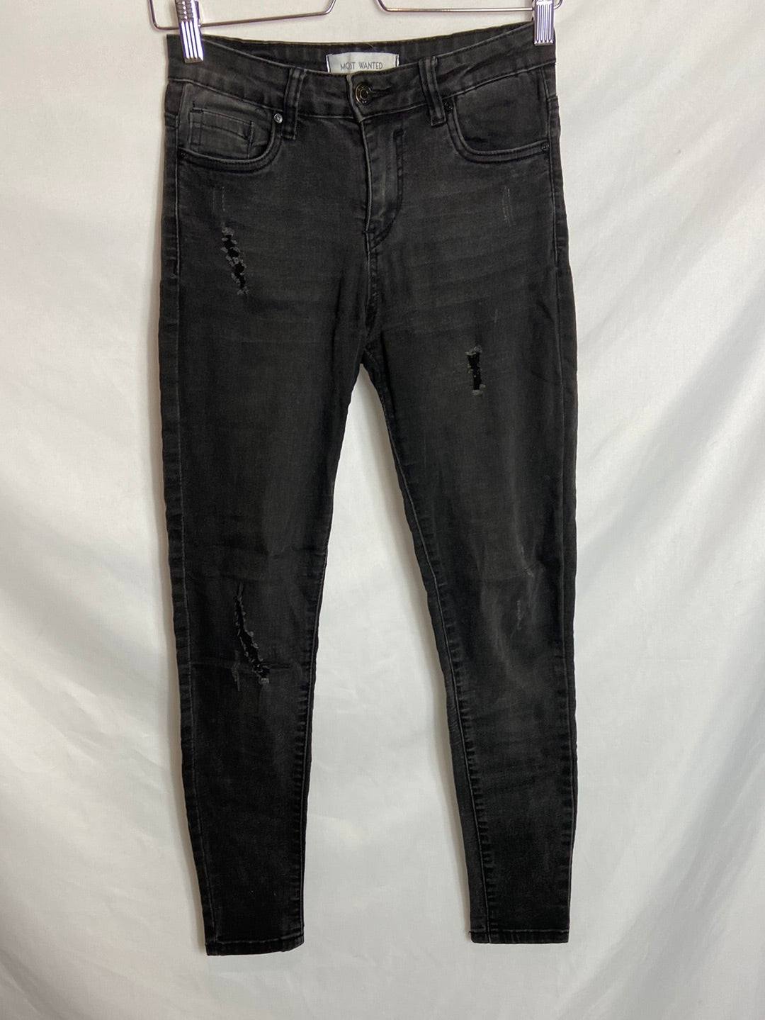 MOST WANTED. Black distressed skinny trousers S.3