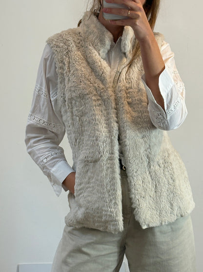 LAURÈL. Chaleco reversible pelo NATURAL