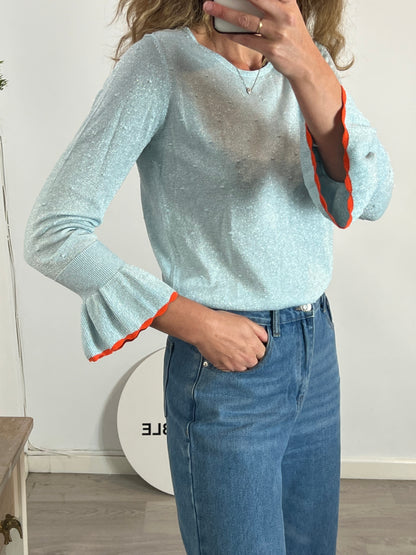 NÜMPH. Top azul hilos brillo  T.m