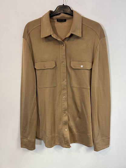 MASSIMO DUTTI. Camisa beige tostado textura. T M/L