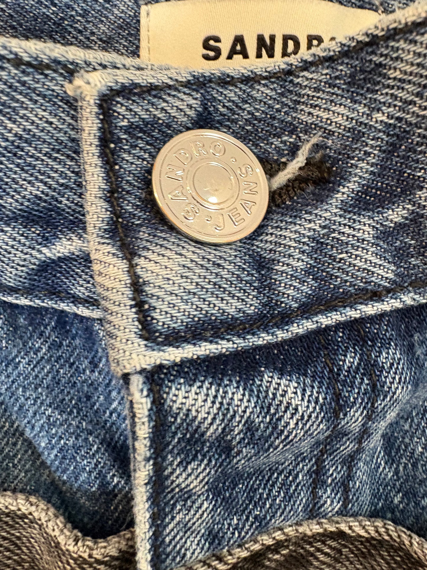 SANDRO. Denim recto doble cintura. T 36