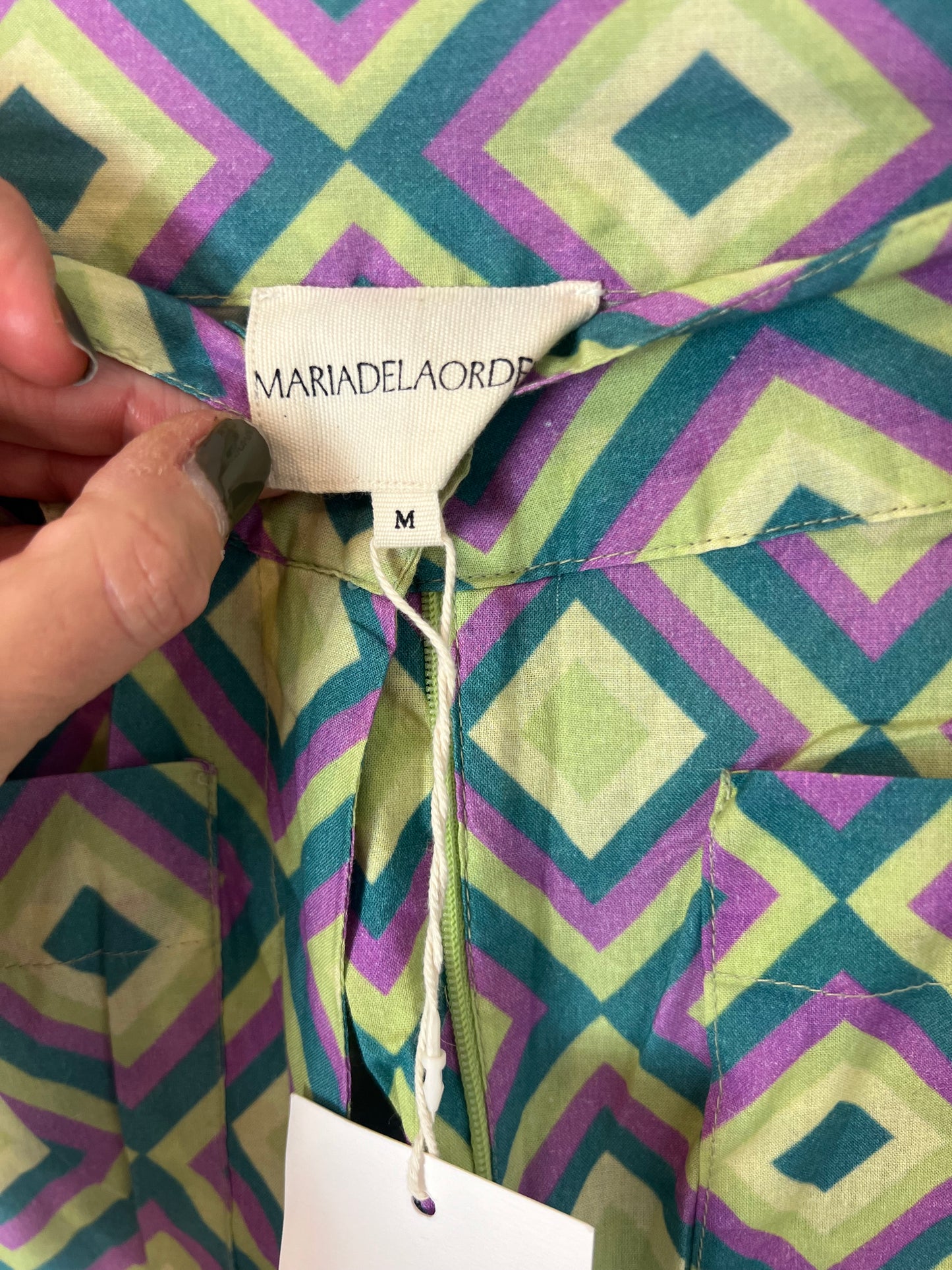 MARIA DE LA ORDEN. Total look with retro green print TM (XS/S)