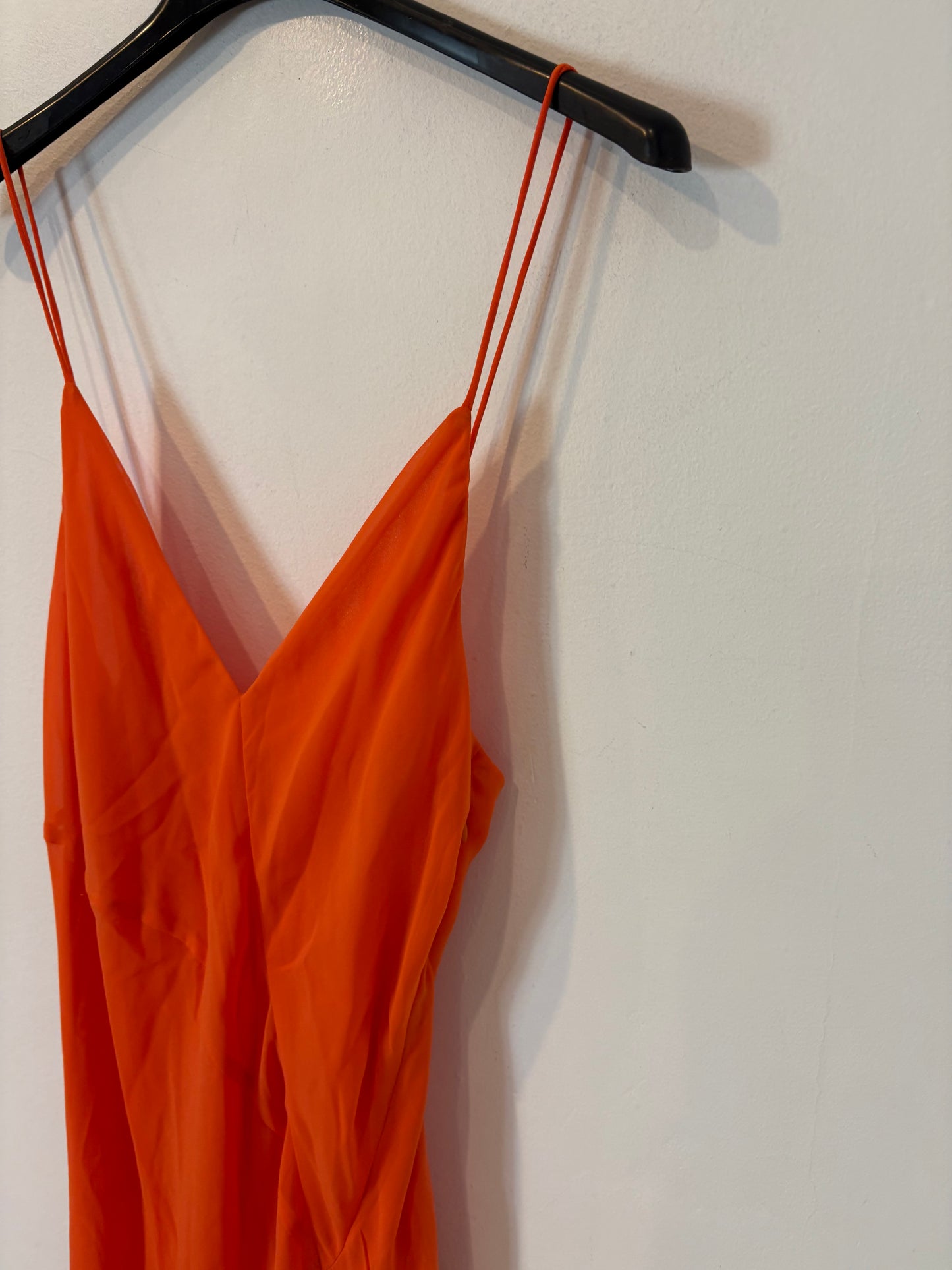 ZARA. Long orange flared dress. Size XS