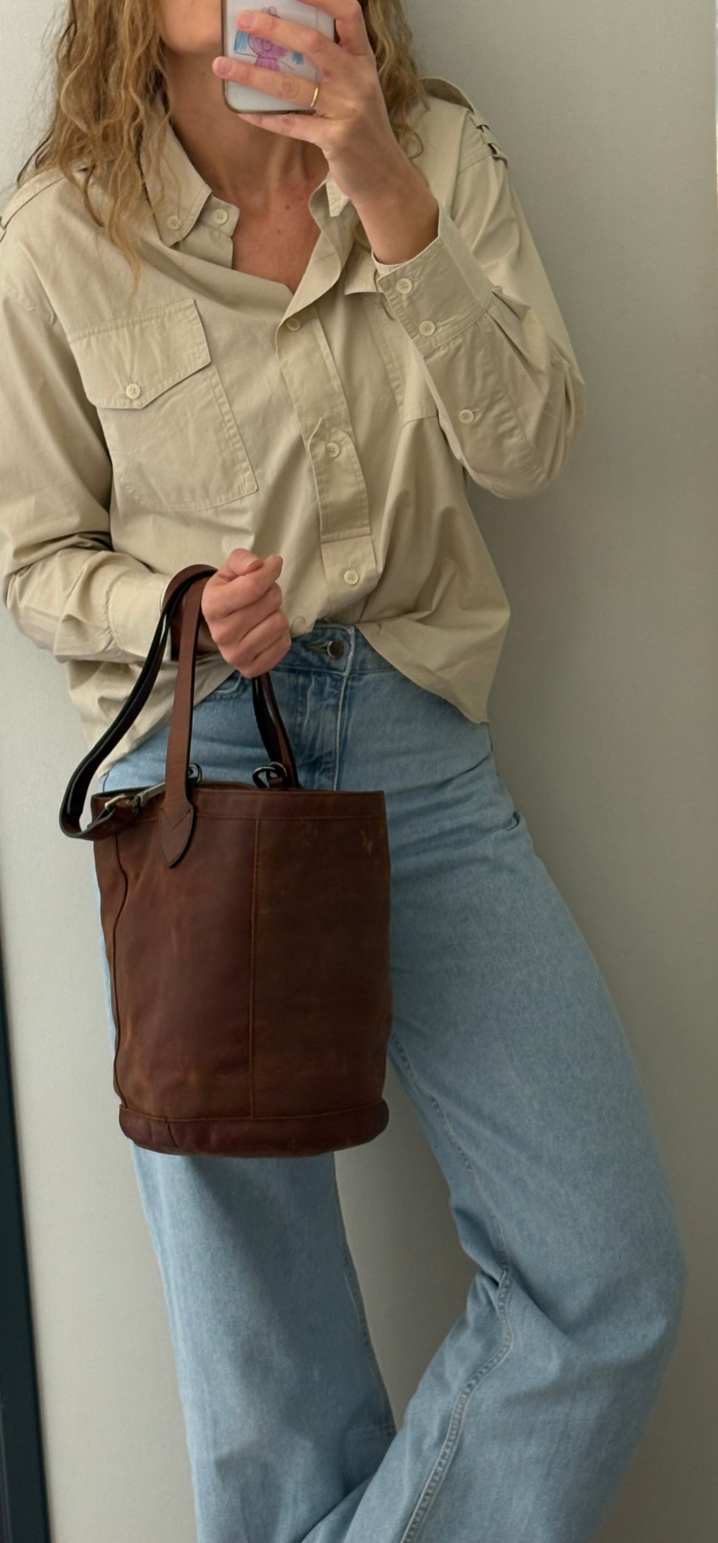 MALABABA. Bolso marrón piel doble asa