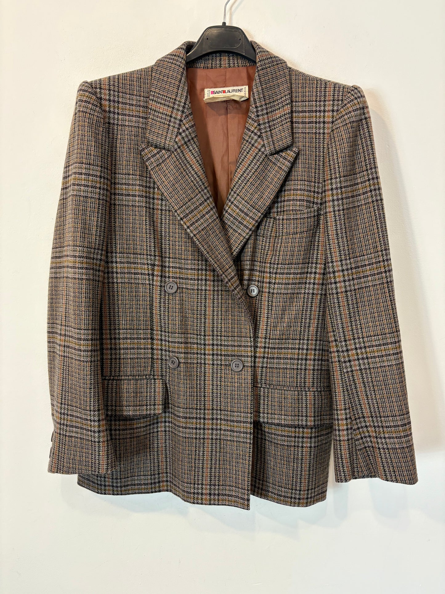 SAINT LAURENT. Americana cuadros lana