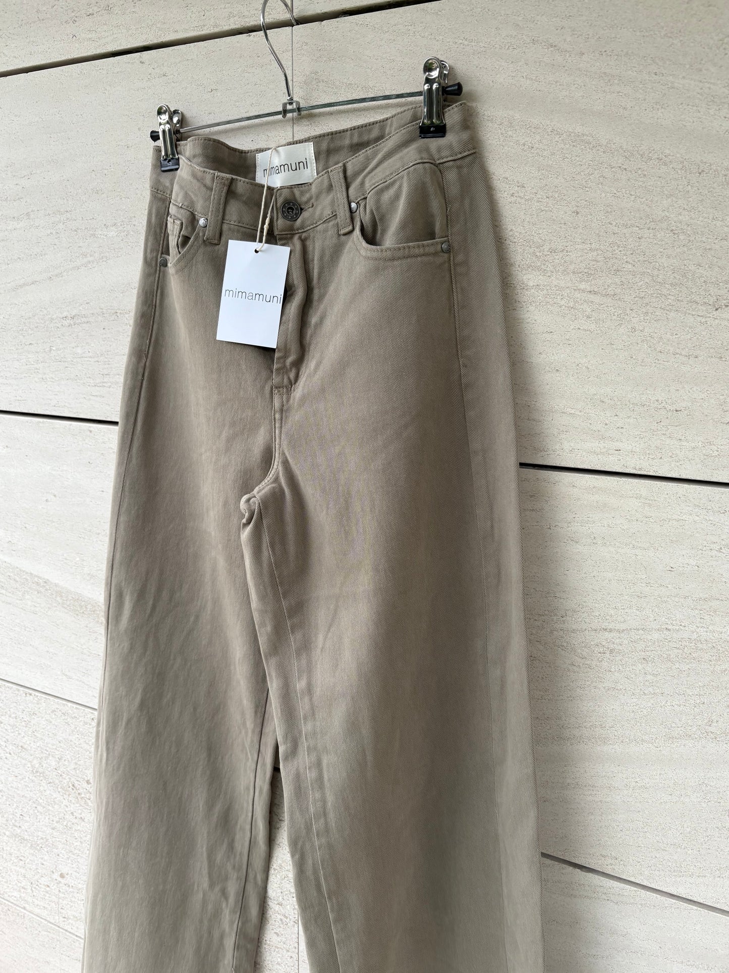MIMAMUNI. Denim ligero pata ancha verde