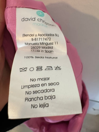 DAVID CHRISTIAN. Vestido midi rosa gasa