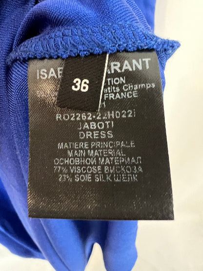 ISABEL MARANT. Flowing Klein blue dress with shoulder detail. Size 36