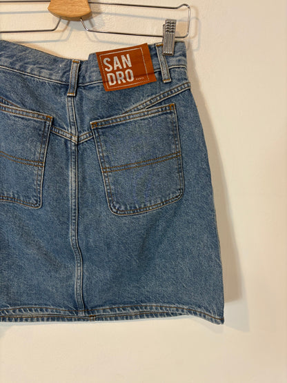 SANDRO. Falda denim abalorios