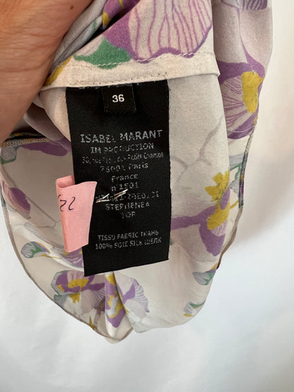 ISABEL MARANT. Printed silk halter top. Size 36