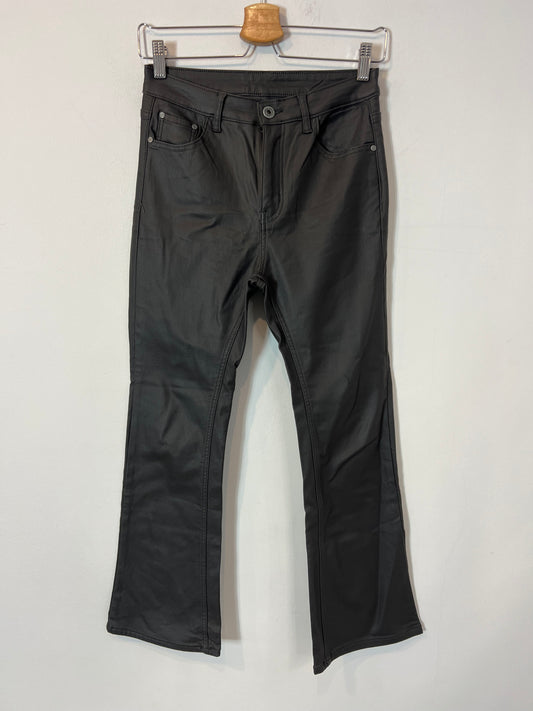 O'LIVIA. Waxed greenish grey trousers, size 36