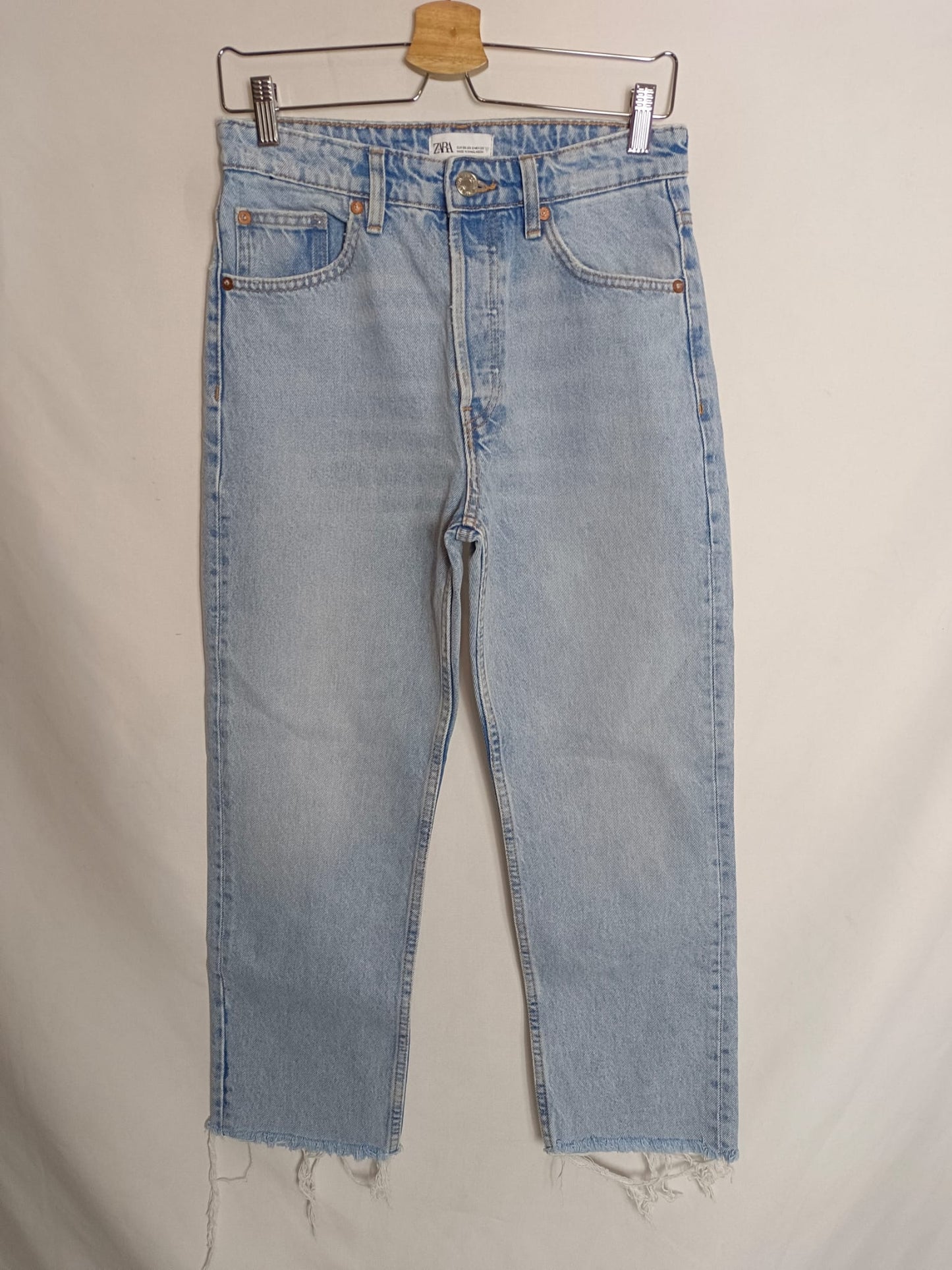 ZARA. Frayed denim trousers, size 38